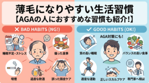 薄毛になりやすい生活習慣【AGAの人におすすめな習慣も紹介！】